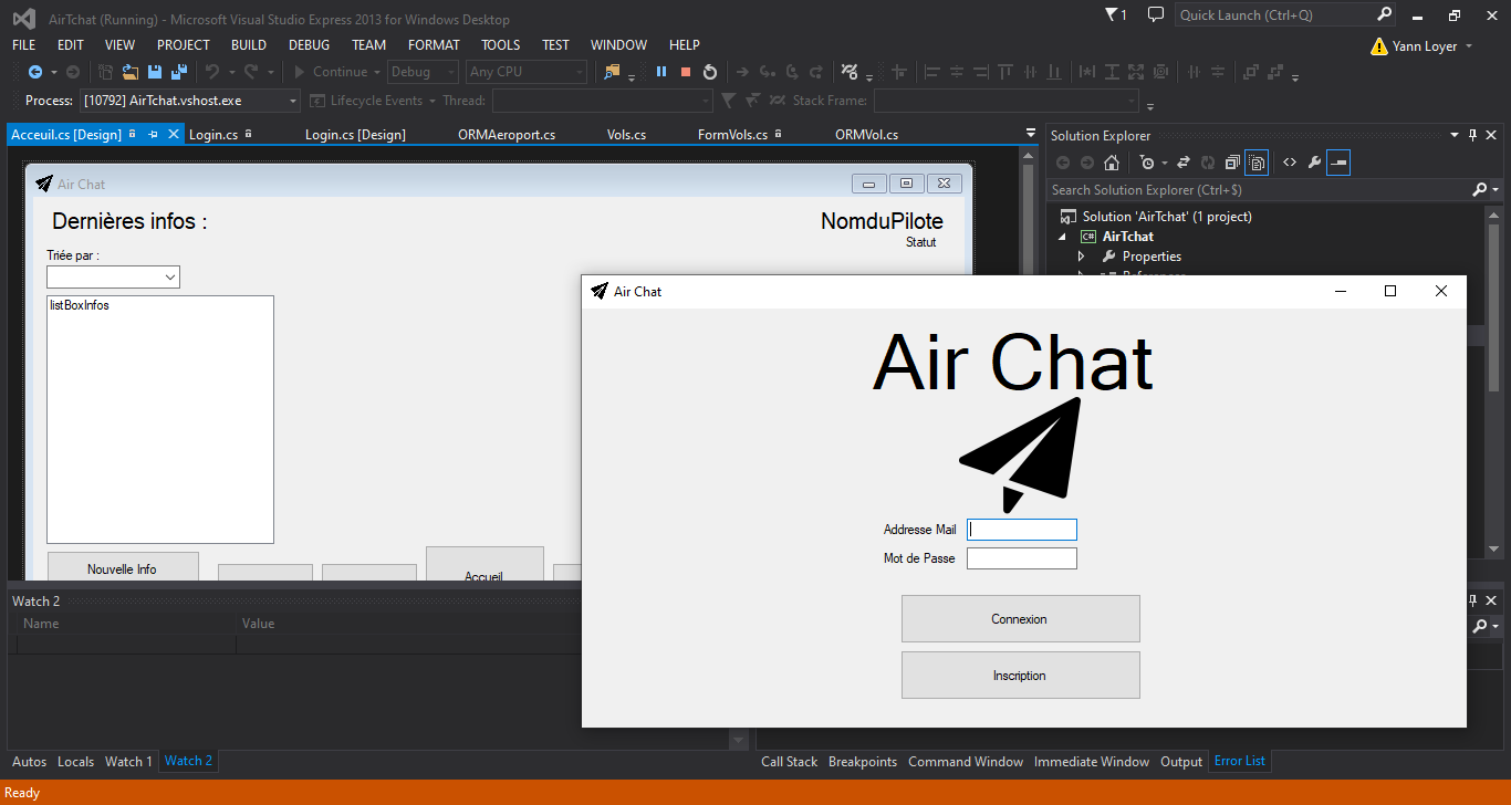 Capture d'écran de l'application Air Chat