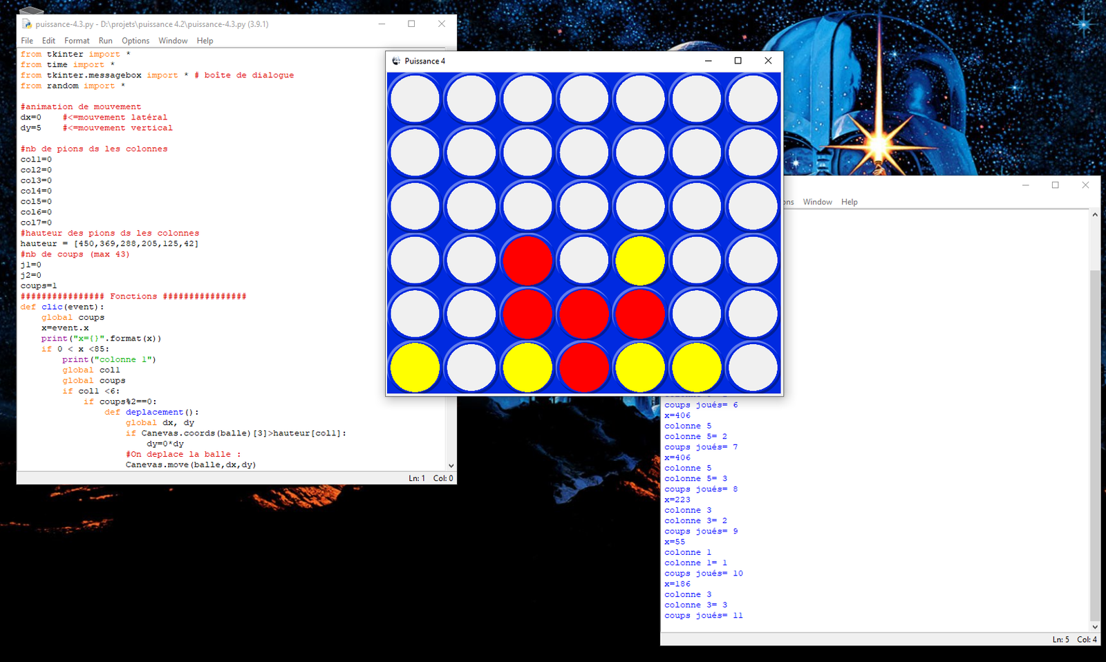 Capture d'écran du jeu Puissance 4 en Python